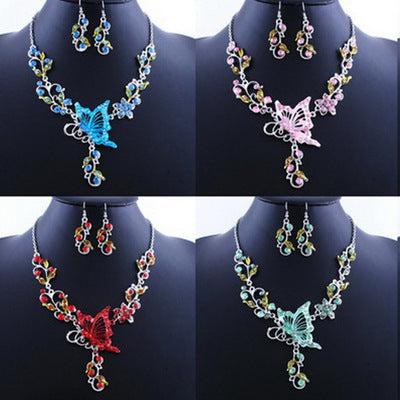 Dielian Flower Necklace Jewelry Set
