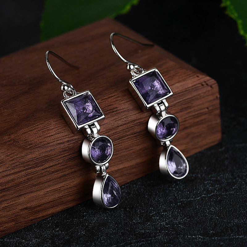 Lavender Amethyst Diamond Zircon Earrings