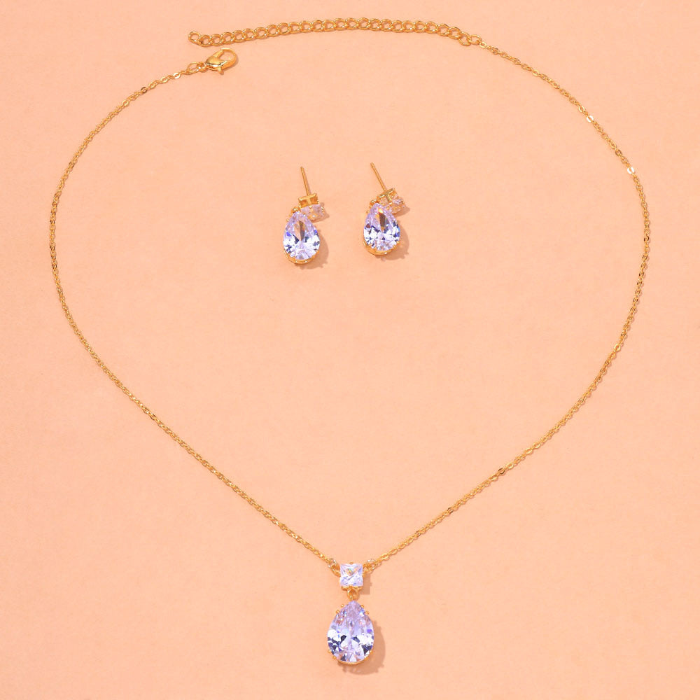 Simple Jewelry Set Bride Necklace And Earrings Suite