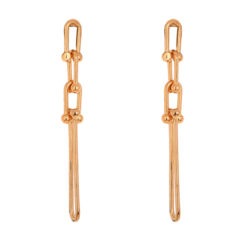 Hot-selling cross-border jewelry simple metal U-shaped chain buckle long earrings, stylish ladies