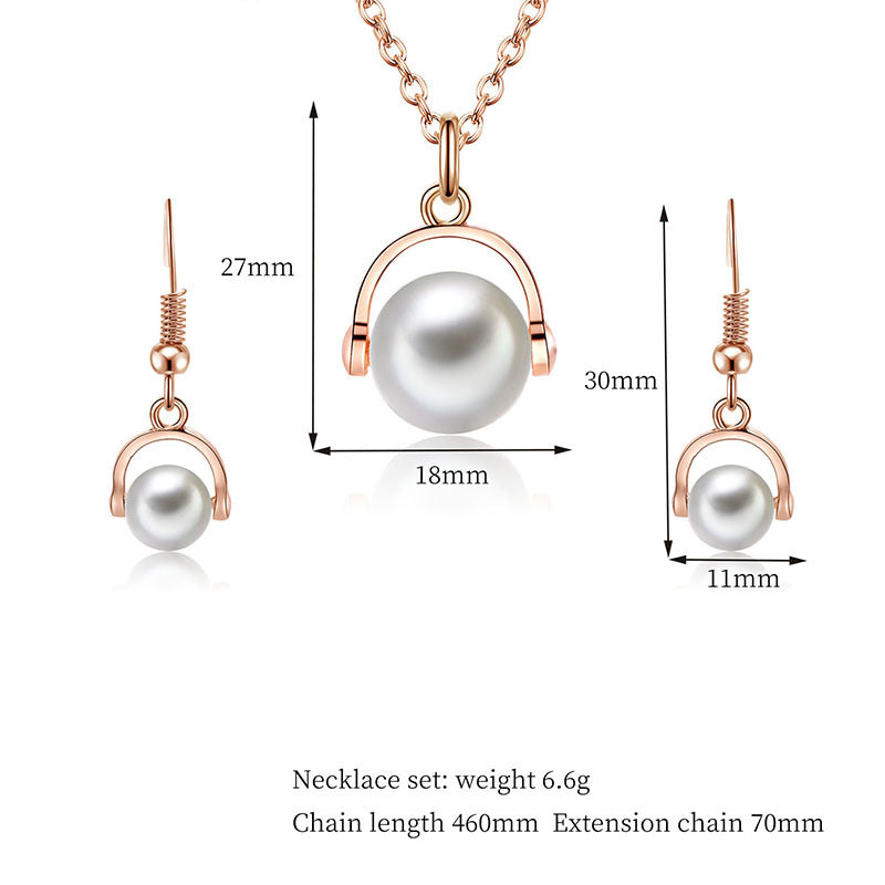 Two-piece Earrings Alloy Inlaid Pearl Jewellery Set