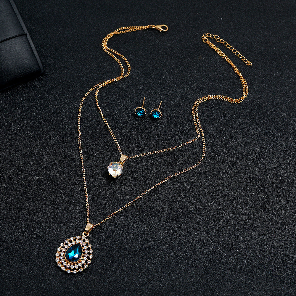 Fashionable Diamond - Encrusted Necklace And Earrings Set