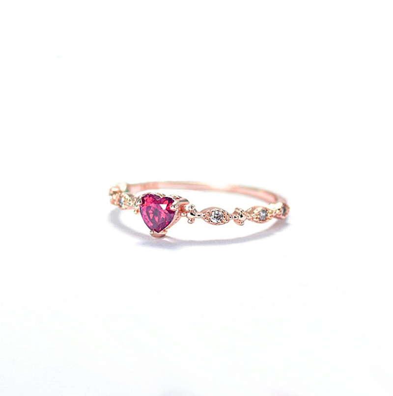 Gold heart shaped ruby diamond ring