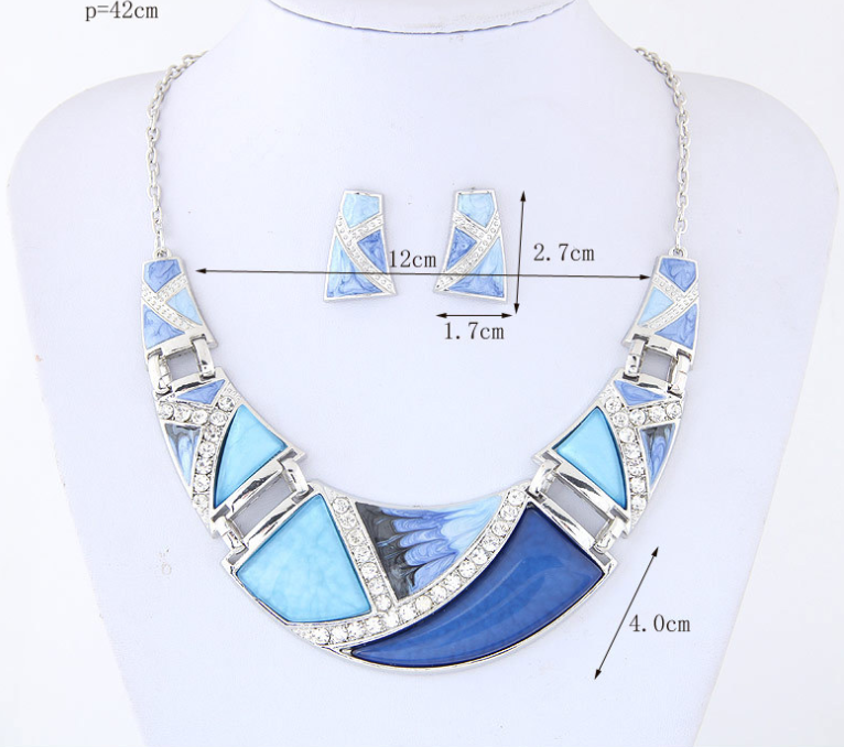 Geometric personality exaggerated temperament necklace earrings set