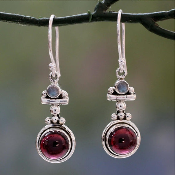 Red Moonstone Drop Earrings Jewelry Statement Jewelry Retro Trendy