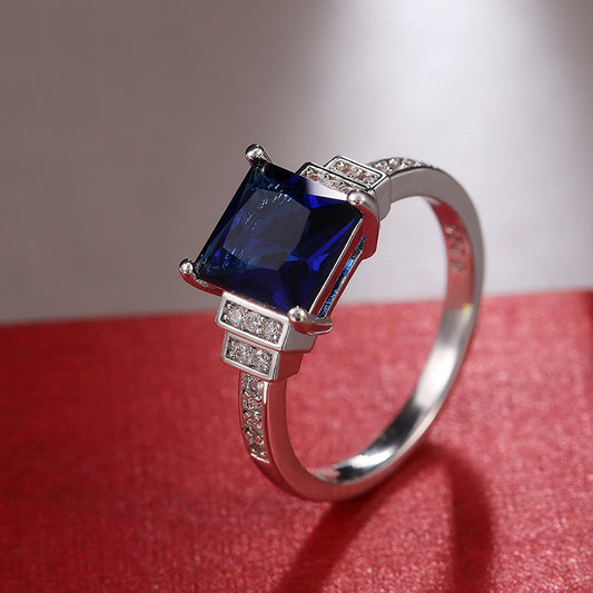 New Dark Blue Zircon Platinum Plated Diamond Ring Bracelet