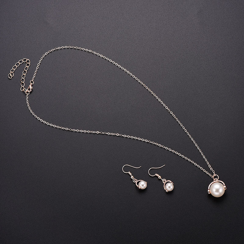 Two-piece Earrings Alloy Inlaid Pearl Jewellery Set