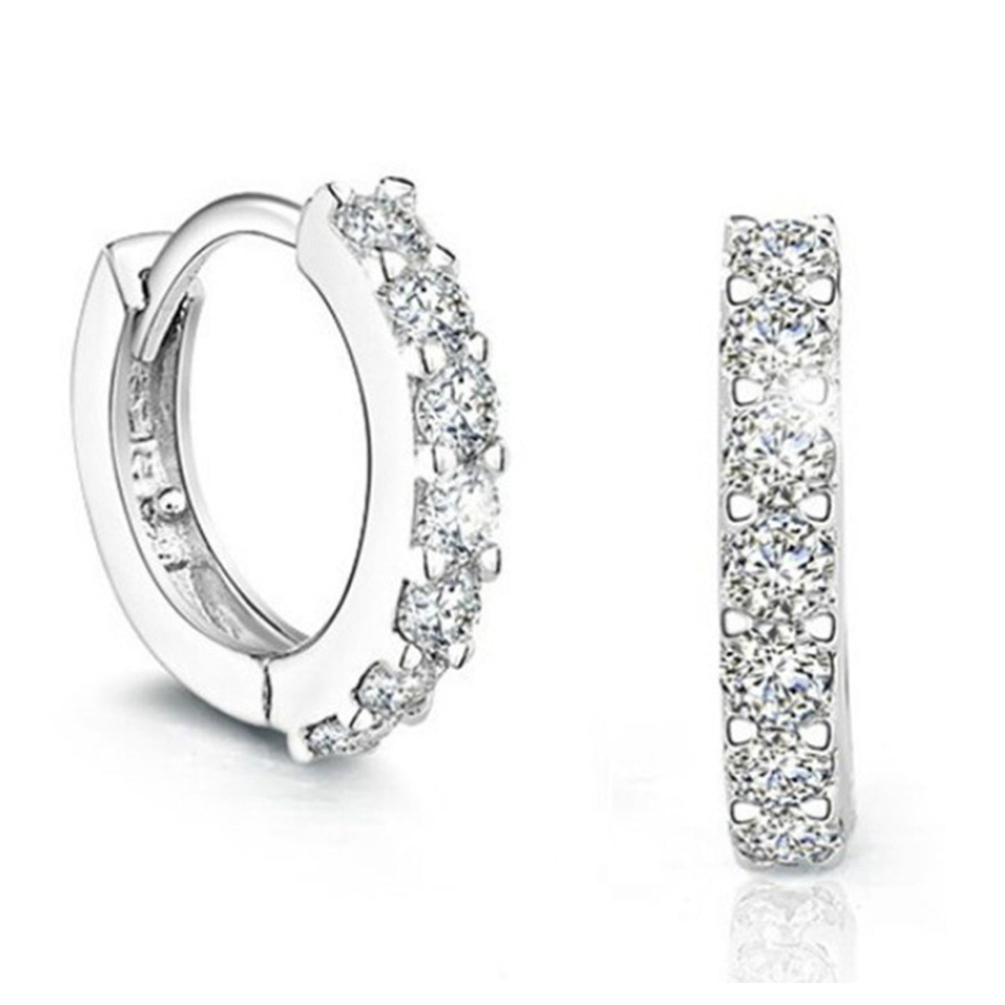 Korean super flash single row diamond earrings