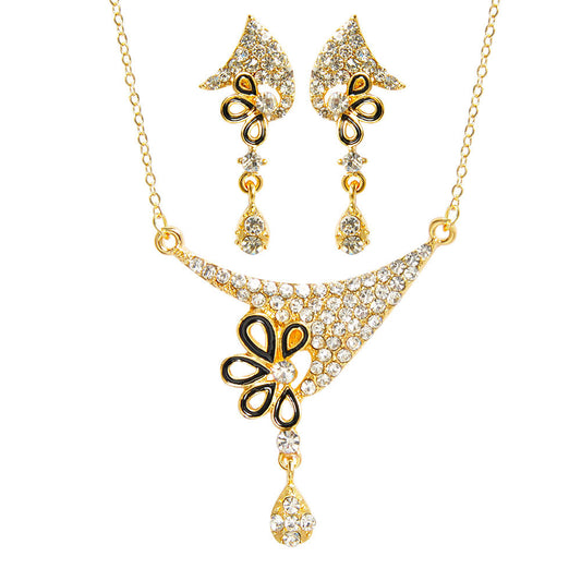 Petal Diamond Pendant Earring Necklace Set