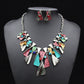 The big European and American fashion color alloy diamond necklace earrings set bride jewelry factory direct