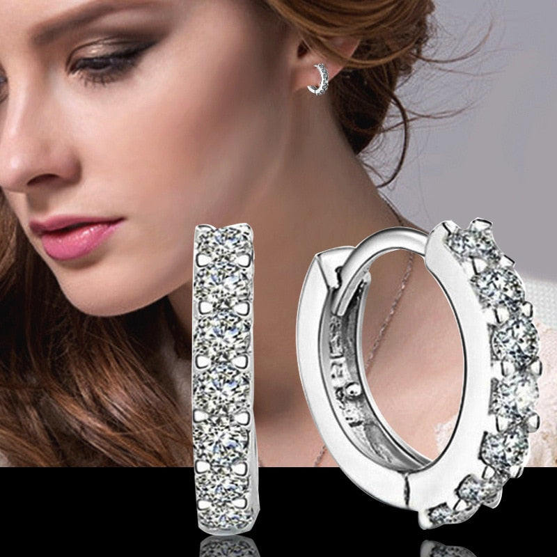 Korean super flash single row diamond earrings