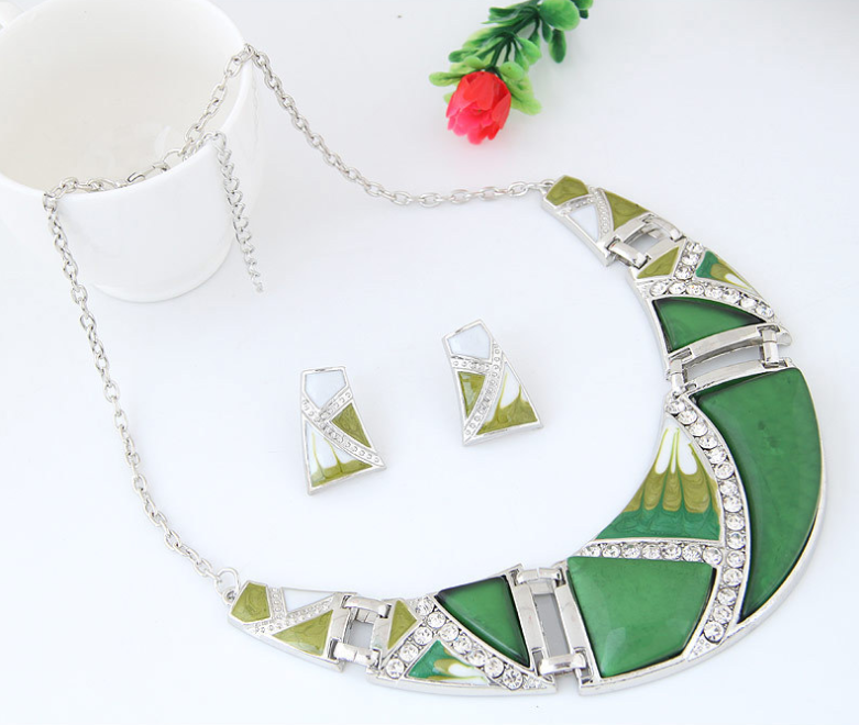 Geometric personality exaggerated temperament necklace earrings set