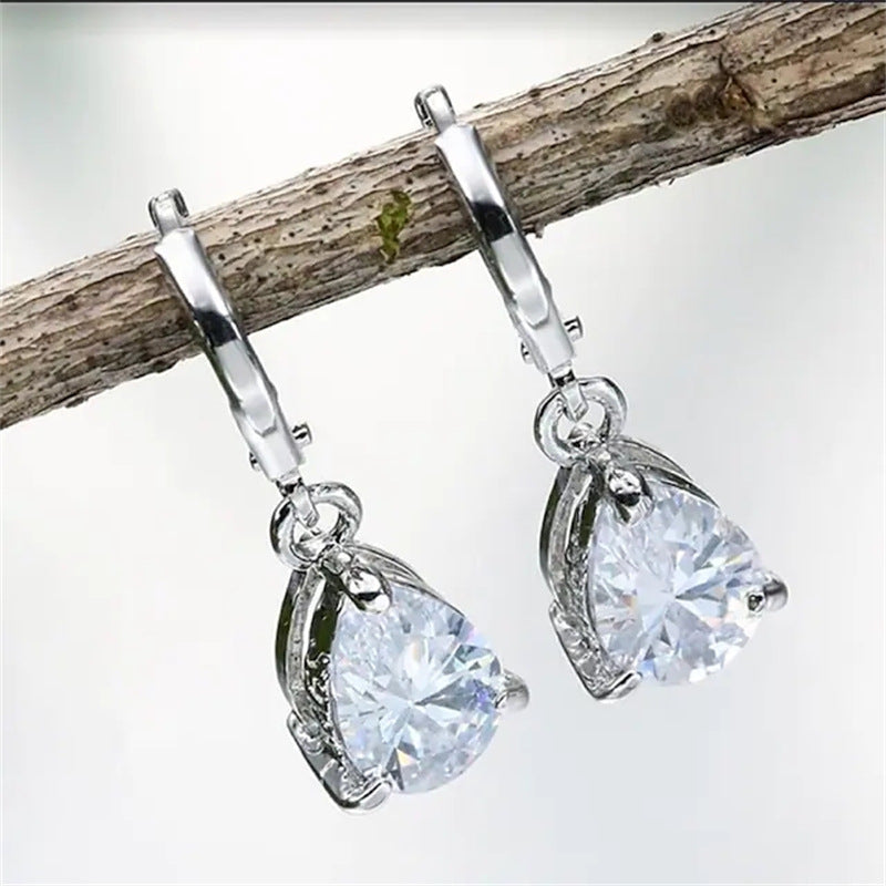 New Zircon Jewelry Waterdrop Cutout Earrings