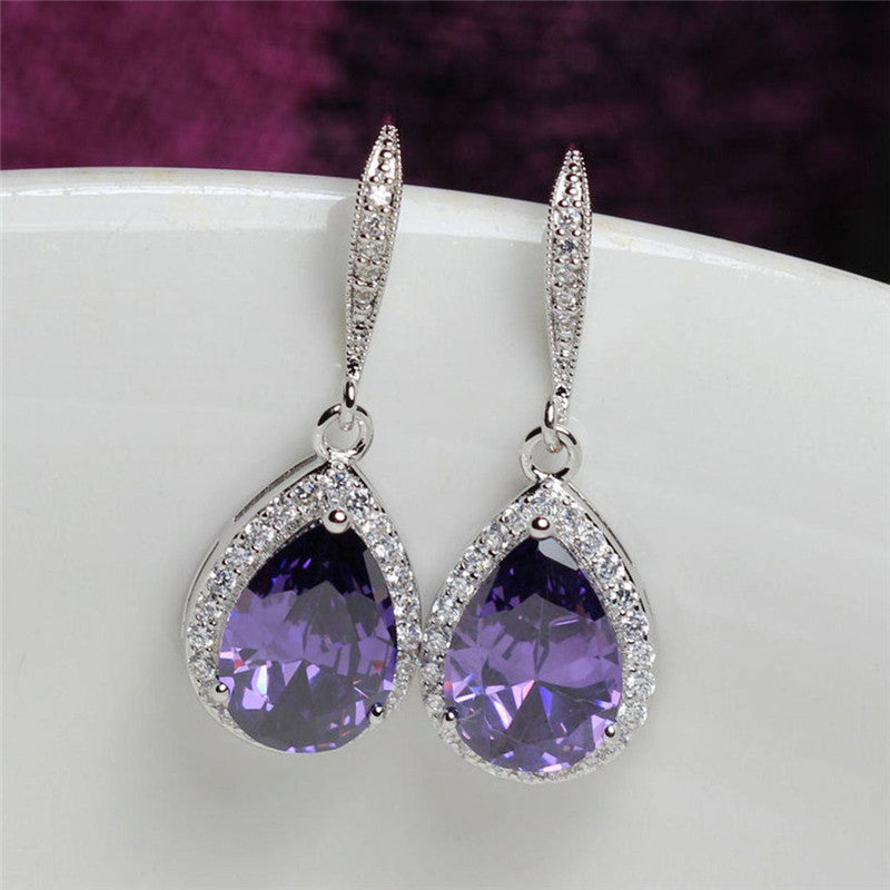 Exquisite Full Diamond Drop Zircon Earrings Women