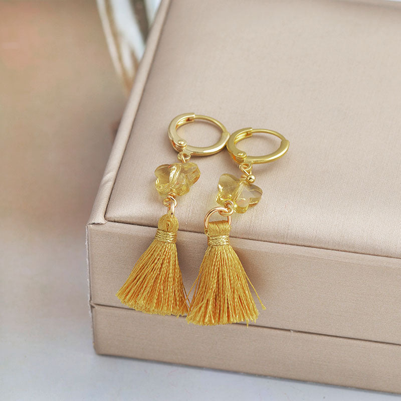 Ear Jewelry European And American New Hit Color Tassel Earrings Earrings