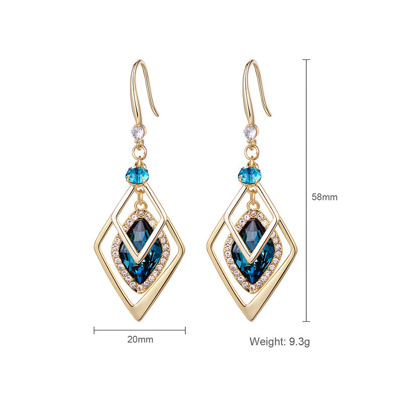 Geometric Rhombus Zircon Crystal Earrings Jewelry