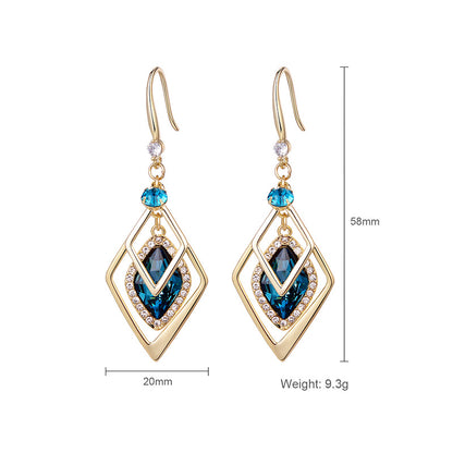 Geometric Rhombus Zircon Crystal Earrings Jewelry