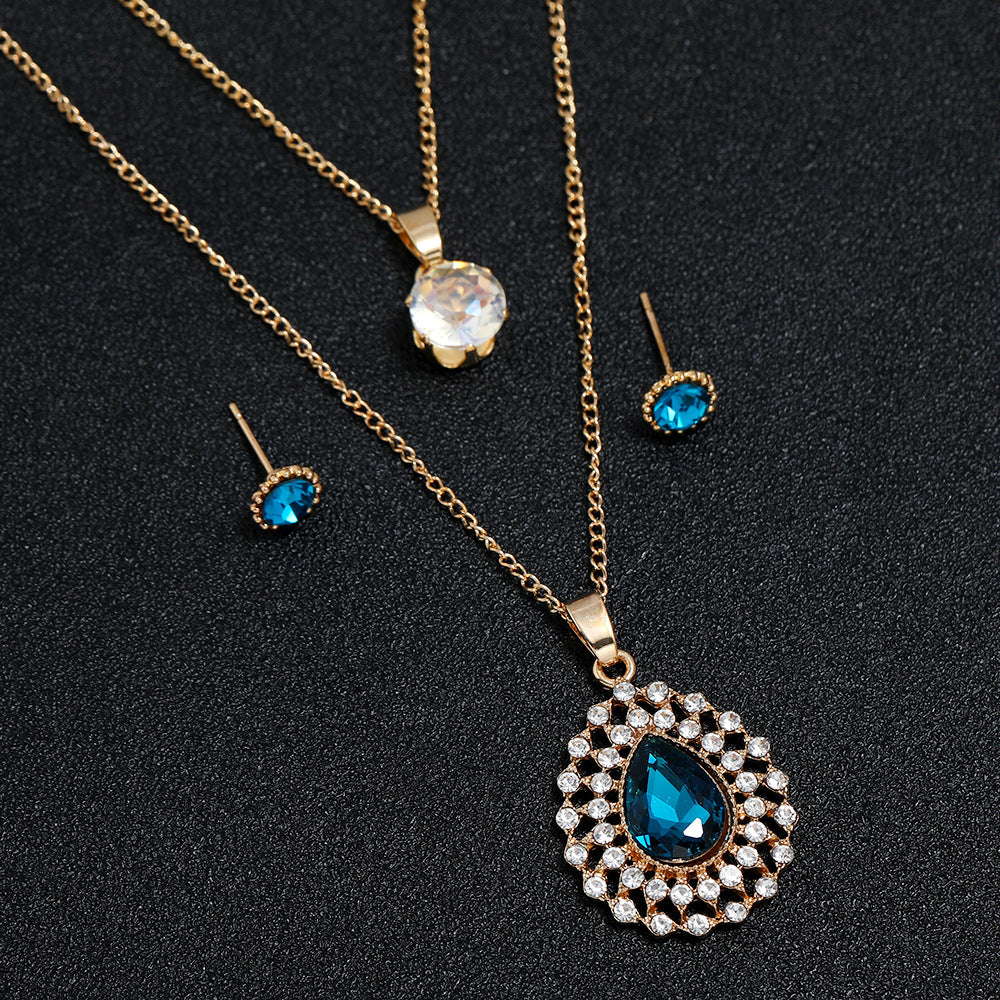 Fashionable Diamond - Encrusted Necklace And Earrings Set