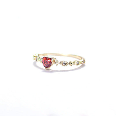 Gold heart shaped ruby diamond ring