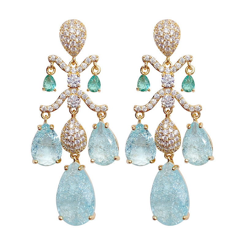 Women's Drop Shaped Diamond Zircon Earrings