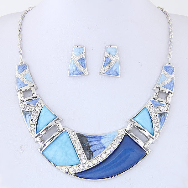 Geometric personality exaggerated temperament necklace earrings set