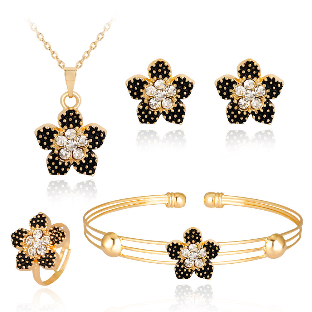 Gypsophila Diamond Butterfly Necklace Earrings Ring Bracelet Set Of Four