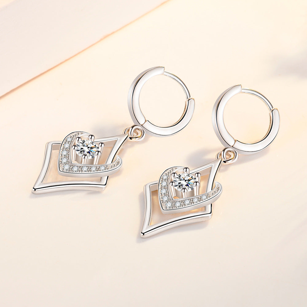 Inlaid Silver Female Drop-shaped Earrings Jewelry