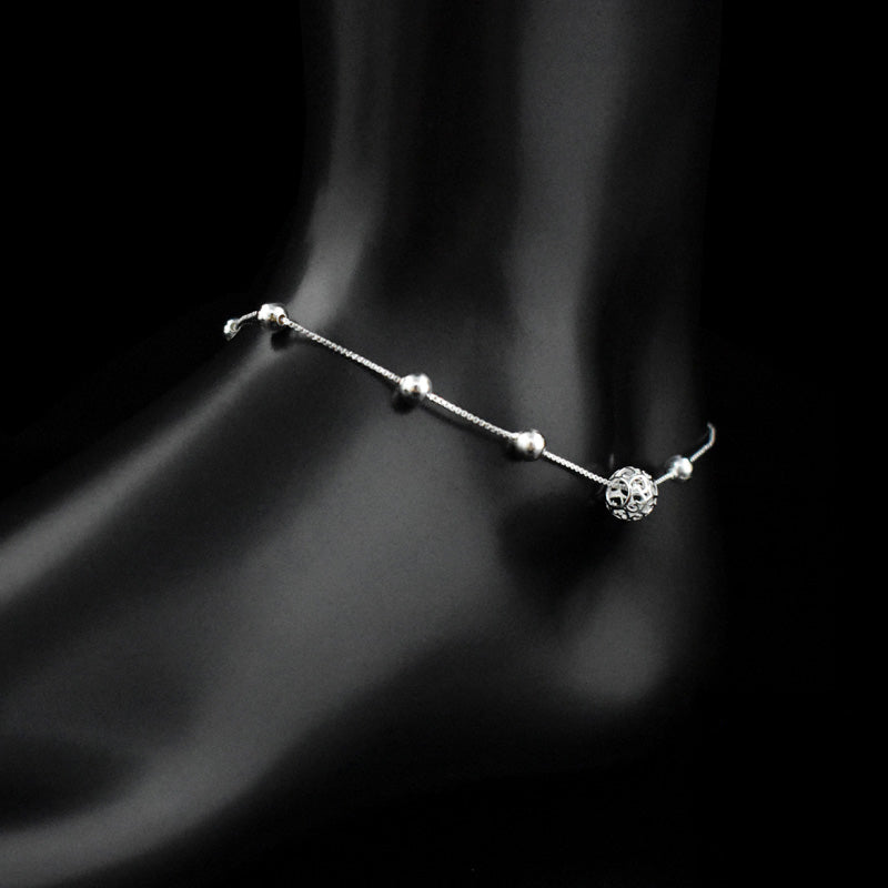 Female temperament silver anklet