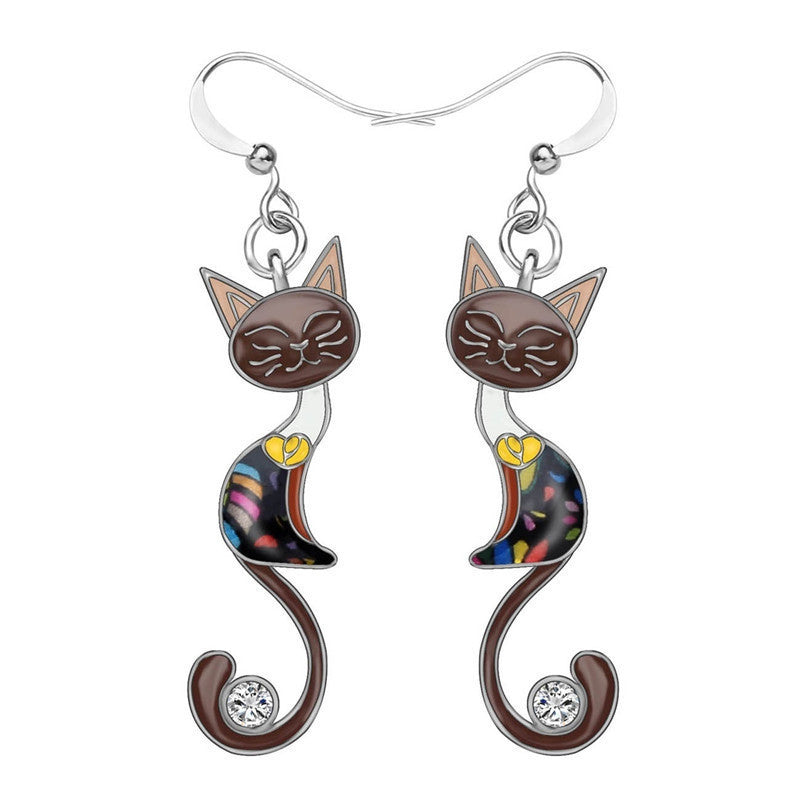 Ear Jewelry Personality Colorful Kitten Dripping Earrings