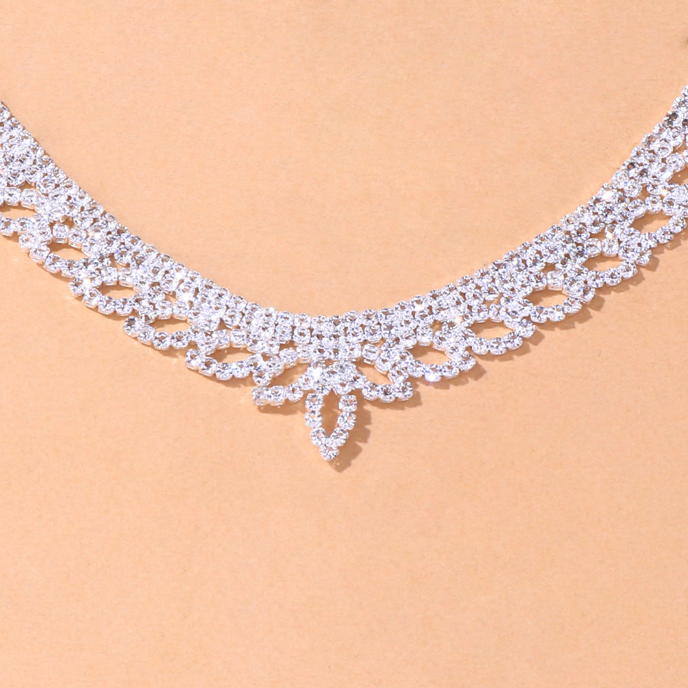 Light Luxury Bridal Necklace Earrings Set Wedding Dress Accessories