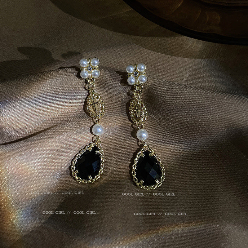 Fashion Pearl Crystal Long Earrings