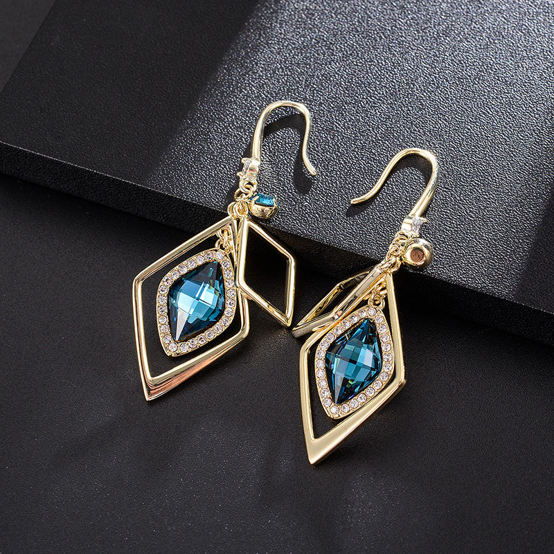 Geometric Rhombus Zircon Crystal Earrings Jewelry