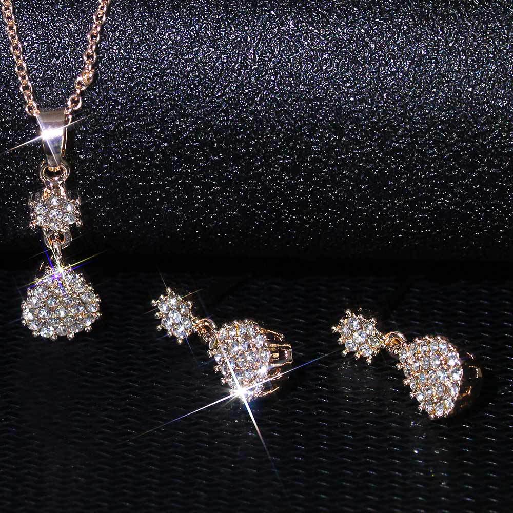 Shiny Zircon Wedding Necklace And Earrings