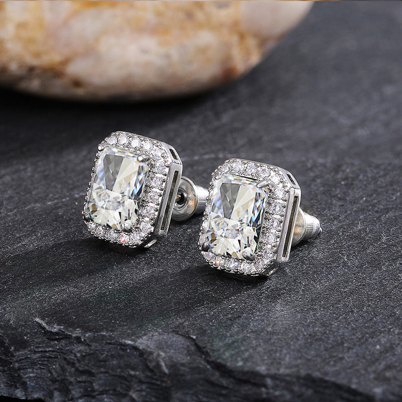 Full Diamond Inlaid Green Zircon Earrings