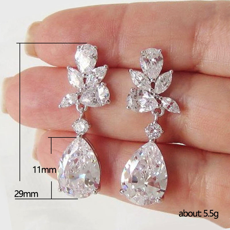 Sweet Pear Drop Zircon Earrings Jewelry