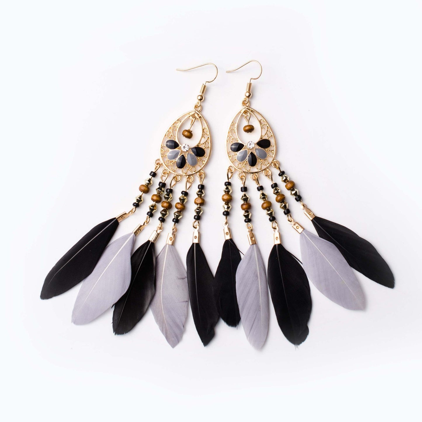 Ethnic Feather Dangle Earrings Women Jewelry Bohemian Summer Metal Long Tassel Ladies Earrings Indian Jewelry