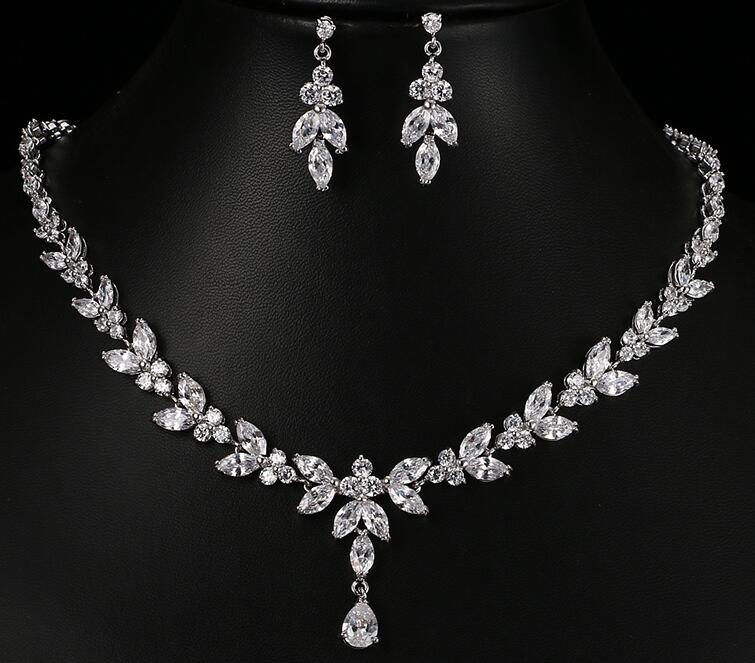 Emmaya Exquisite Jewelry Sets For Women Wedding Party Accessories Cubic Zircon Stud Earrings &amp; Necklace Gift