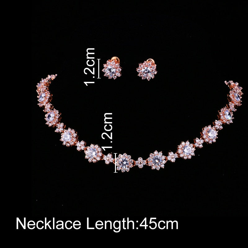 Emmaya Luxury Cubic Zircon Crystal Bridal Jewelry Sets Necklace Earrings Sets for Women Wedding Party Jewelry