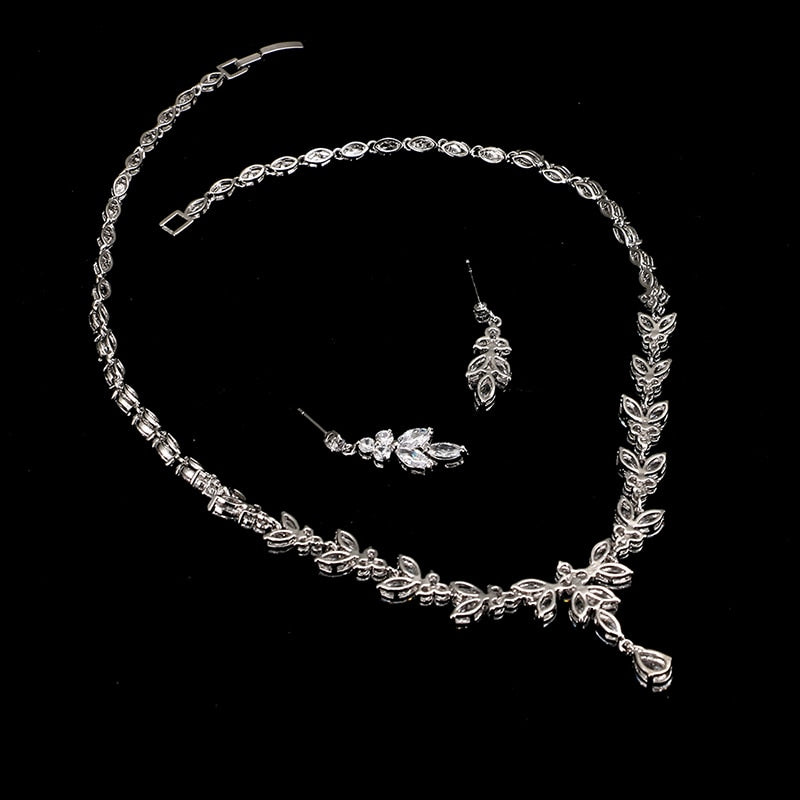 Emmaya Exquisite Jewelry Sets For Women Wedding Party Accessories Cubic Zircon Stud Earrings &amp; Necklace Gift