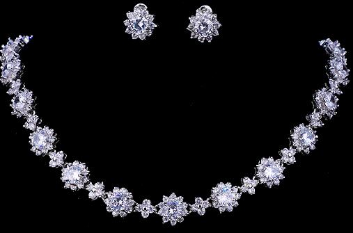 Emmaya Luxury Cubic Zircon Crystal Bridal Jewelry Sets Necklace Earrings Sets for Women Wedding Party Jewelry