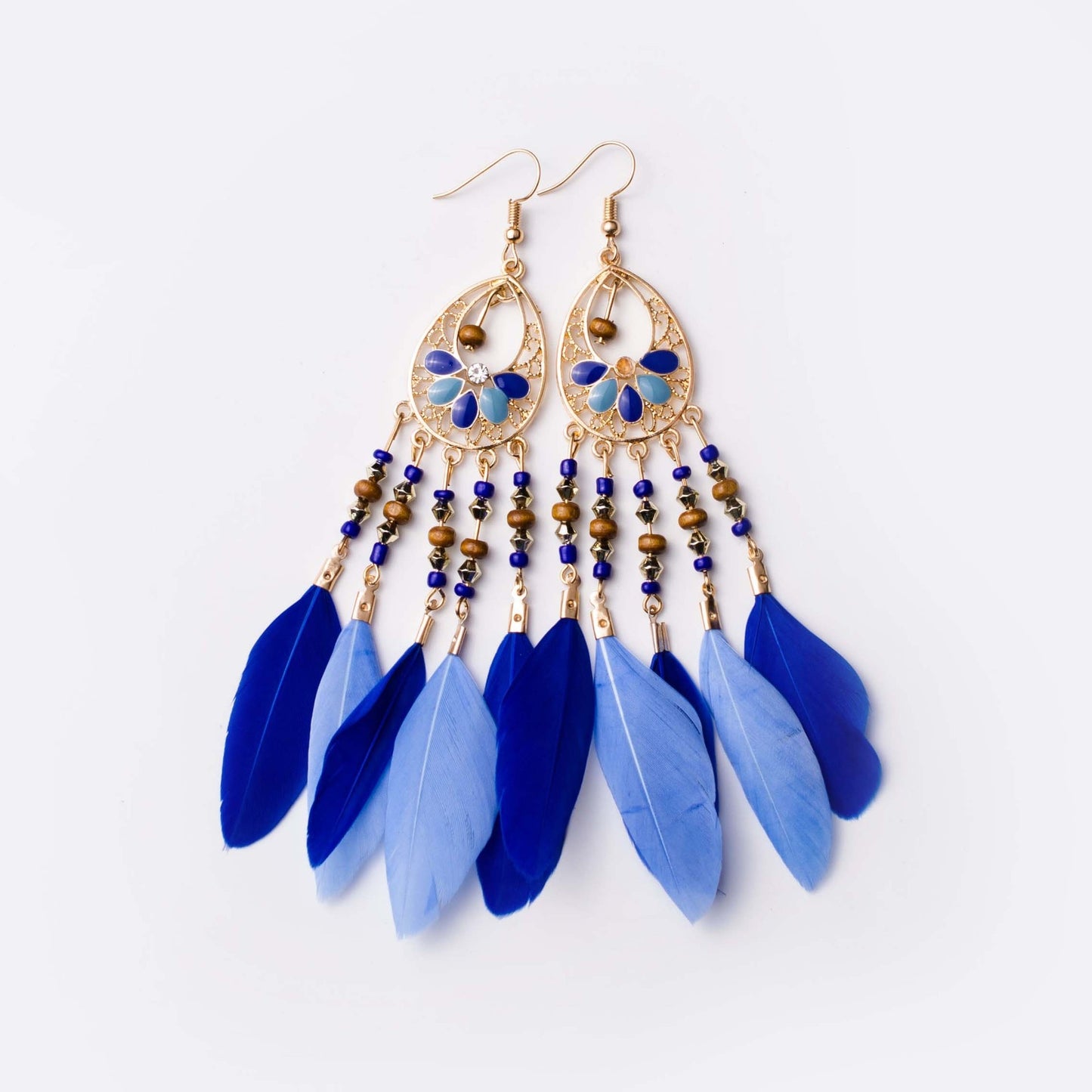 Ethnic Feather Dangle Earrings Women Jewelry Bohemian Summer Metal Long Tassel Ladies Earrings Indian Jewelry