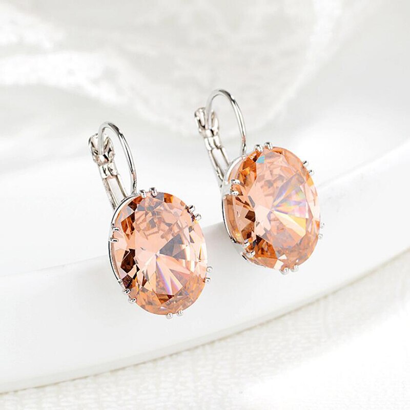 ZN New Water Drop Stud Earring Fashion Jewelry Hot Sale Oval Crystal Big Stone Rhombus Jewelry Gifts