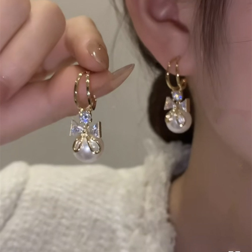 New Three-dimensional Full Rhinestone Golden Earrings Women&#39;s Luxury Personality Fashion Earrings Wedding Jewelry Birthday Gifts