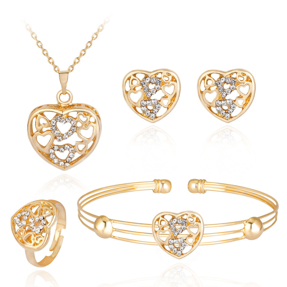 Gypsophila Diamond Butterfly Necklace Earrings Ring Bracelet Set Of Four