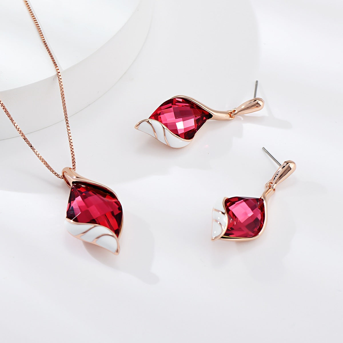 Fashion Alloy Artificial Crystal Earrings Necklace Set