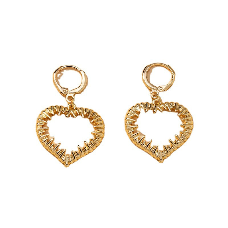 Popular Jewelry Metal Texture Exaggerated Love Earrings