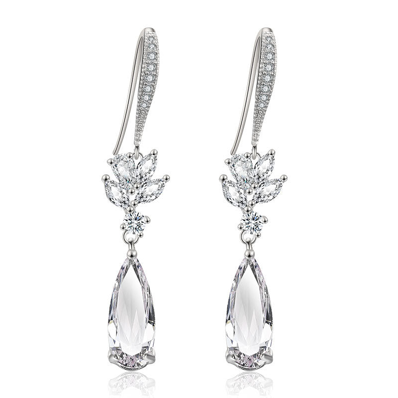 Korean Water Drop Long Wedding Earrings