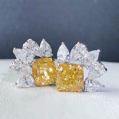 Exquisite Zircon Yellow Diamond Inlaid Water Drop Earrings