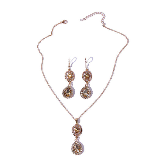 Fashion Rhinestone Drop Earrings Necklace Jewelry Set