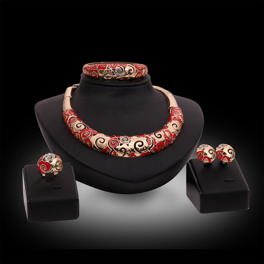 Party Banquet Set Necklace Earrings Bracelet Ring Set